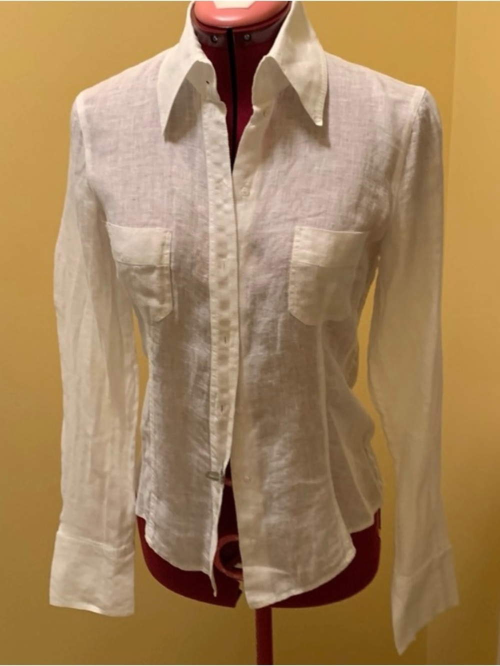 Hugo Boss White Linen Button-Down Shirt